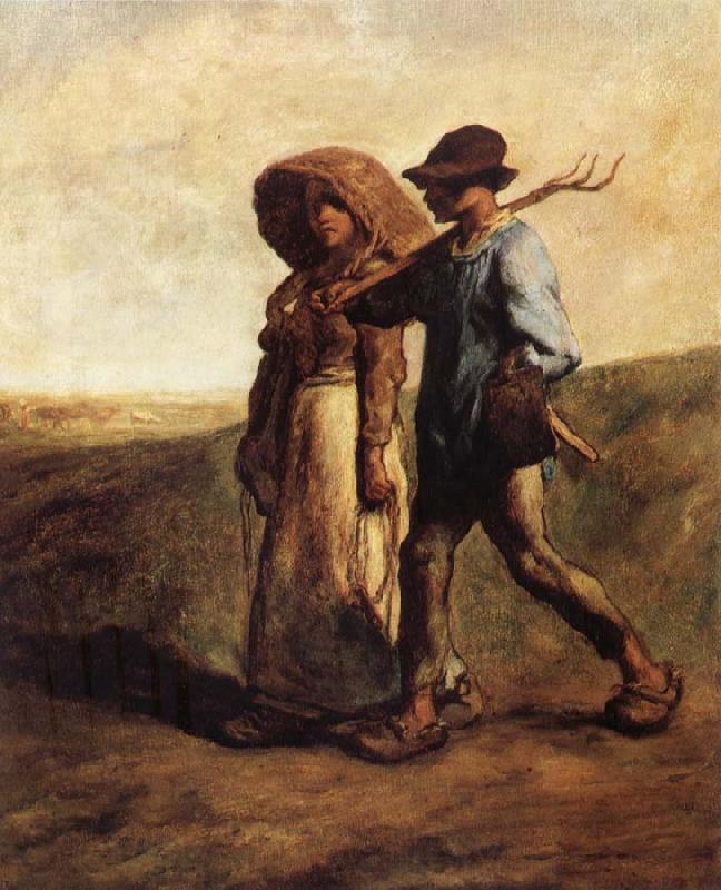 Jean Francois Millet People go to work Norge oil painting art
